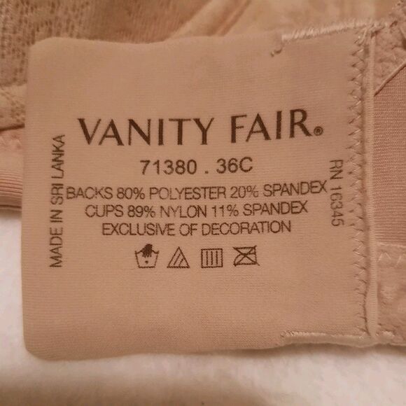 Lot Of 3 Vanity Fair beauty back bra beige White 36C 71380 Wireless Lace Overlay - Picture 4 of 8